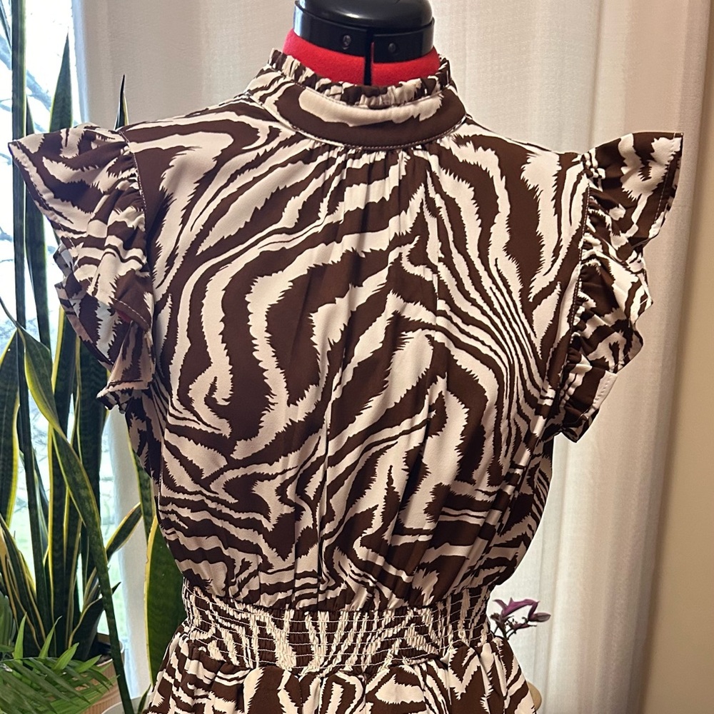 Ina Brown and White Zebra Mini Dress
